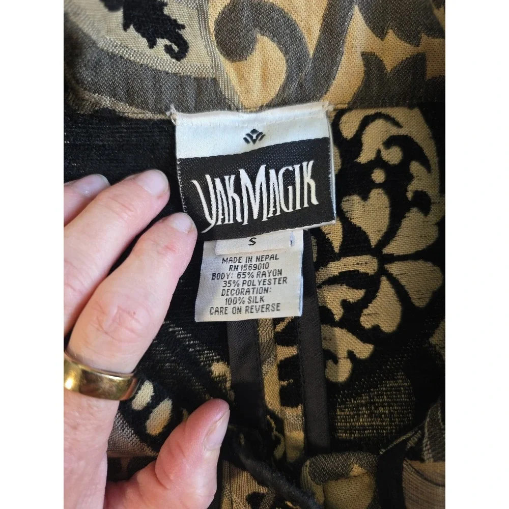 Yak Magik Sz S Blazer Tapestry Jacket Zip Front Embroidered Sequins‎ Artsy